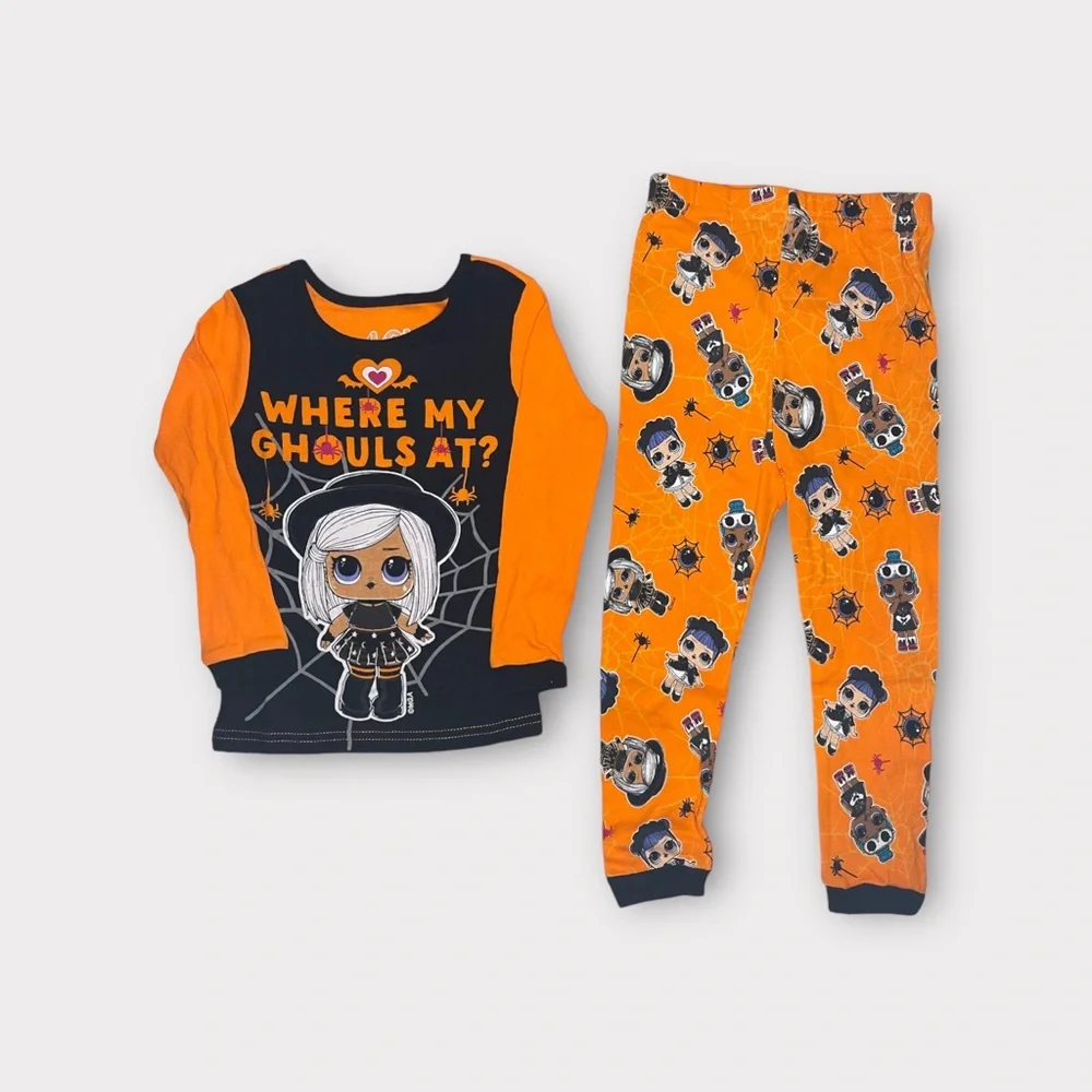 LOL Surprise! “Where My Ghouls At” Orange & Black Pajama Set